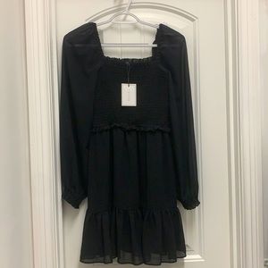 NEW 1.State Smock Bodice Ruffle Hem Long Sleeve Minidress